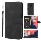 For OnePlus 7T Skin Feel Geometric Lines Leather Phone Case(Black) - 1