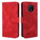 For OnePlus 7T Skin Feel Geometric Lines Leather Phone Case(Red) - 2