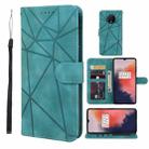 For OnePlus 7T Skin Feel Geometric Lines Leather Phone Case(Green) - 1