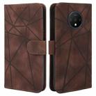 For OnePlus 7T Skin Feel Geometric Lines Leather Phone Case(Brown) - 2