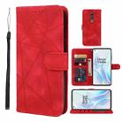 For OnePlus 8 Skin Feel Geometric Lines Leather Phone Case(Red) - 1