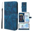 For OnePlus 8 Skin Feel Geometric Lines Leather Phone Case(Blue) - 1