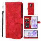 For OnePlus 8 Pro Skin Feel Geometric Lines Leather Phone Case(Red) - 1