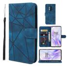 For OnePlus 8 Pro Skin Feel Geometric Lines Leather Phone Case(Blue) - 1