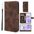 For OnePlus 8 Pro Skin Feel Geometric Lines Leather Phone Case(Brown) - 1