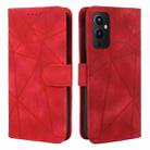 For OnePlus 9 Skin Feel Geometric Lines Leather Phone Case(Red) - 2