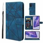 For OnePlus 9 Skin Feel Geometric Lines Leather Phone Case(Blue) - 1