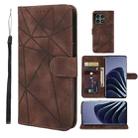 For OnePlus 10 Pro 5G Skin Feel Geometric Lines Leather Phone Case(Brown) - 1