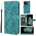 For OnePlus 10T Skin Feel Geometric Lines Leather Phone Case(Green) - 1