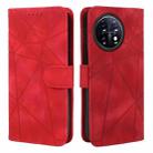 For OnePlus 11 Skin Feel Geometric Lines Leather Phone Case(Red) - 2