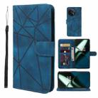 For OnePlus 11 Skin Feel Geometric Lines Leather Phone Case(Blue) - 1