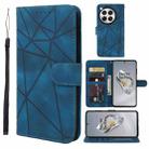 For OnePlus 12 Skin Feel Geometric Lines Leather Phone Case(Blue) - 1