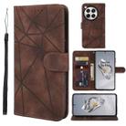 For OnePlus 12 Skin Feel Geometric Lines Leather Phone Case(Brown) - 1