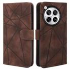 For OnePlus 12 Skin Feel Geometric Lines Leather Phone Case(Brown) - 2