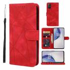 For OnePlus Nord N10 5G Skin Feel Geometric Lines Leather Phone Case(Red) - 1