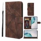 For OnePlus Nord N10 5G Skin Feel Geometric Lines Leather Phone Case(Brown) - 1