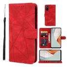 For OnePlus Nord N100 Skin Feel Geometric Lines Leather Phone Case(Red) - 1
