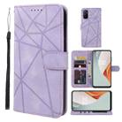 For OnePlus Nord N100 Skin Feel Geometric Lines Leather Phone Case(Purple) - 1