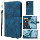 For OnePlus Nord 5G Skin Feel Geometric Lines Leather Phone Case(Blue) - 1