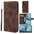 For OnePlus Nord 5G Skin Feel Geometric Lines Leather Phone Case(Brown) - 1