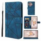 For OnePlus 12R / Ace 3 Skin Feel Geometric Lines Leather Phone Case(Blue) - 1