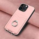 For iPhone 15 Pro Max R20 Ring Card Holder Phone Case(Pink) - 2