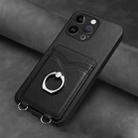 For iPhone 15 Pro Max R20 Ring Card Holder Phone Case(Black) - 2