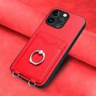 For iPhone 15 Pro Max R20 Ring Card Holder Phone Case(Red) - 2