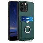 For iPhone 15 Pro Max R20 Ring Card Holder Phone Case(Green) - 1