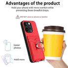 For iPhone 15 Pro R20 Ring Card Holder Phone Case(Red) - 3