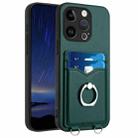 For iPhone 15 Pro R20 Ring Card Holder Phone Case(Green) - 1