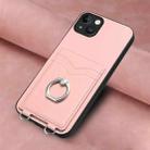 For iPhone 15 Plus R20 Ring Card Holder Phone Case(Pink) - 2