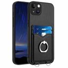 For iPhone 15 Plus R20 Ring Card Holder Phone Case(Black) - 1