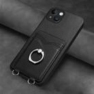 For iPhone 15 Plus R20 Ring Card Holder Phone Case(Black) - 2