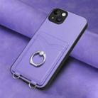 For iPhone 15 Plus R20 Ring Card Holder Phone Case(Purple) - 2