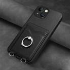 For iPhone 15 R20 Ring Card Holder Phone Case(Black) - 2