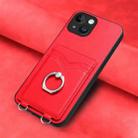 For iPhone 14 R20 Ring Card Holder Phone Case(Red) - 2