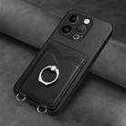 For iPhone 14 Pro R20 Ring Card Holder Phone Case(Black) - 2