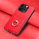 For iPhone 14 Pro R20 Ring Card Holder Phone Case(Red) - 2