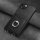 For iPhone 14 Plus R20 Ring Card Holder Phone Case(Black) - 2