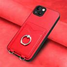 For iPhone 14 Plus R20 Ring Card Holder Phone Case(Red) - 2