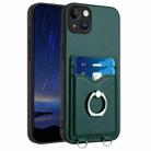 For iPhone 14 Plus R20 Ring Card Holder Phone Case(Green) - 1