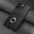 For iPhone 14 Pro Max R20 Ring Card Holder Phone Case(Black) - 2