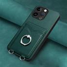 For iPhone 14 Pro Max R20 Ring Card Holder Phone Case(Green) - 2