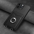 For iPhone 13 Pro Max R20 Ring Card Holder Phone Case(Black) - 2