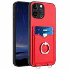 For iPhone 13 Pro Max R20 Ring Card Holder Phone Case(Red) - 1