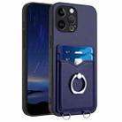 For iPhone 13 Pro Max R20 Ring Card Holder Phone Case(Blue) - 1