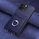 For iPhone 13 Pro Max R20 Ring Card Holder Phone Case(Blue) - 2