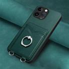 For iPhone 13 Pro Max R20 Ring Card Holder Phone Case(Green) - 2