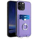 For iPhone 13 Pro Max R20 Ring Card Holder Phone Case(Purple) - 1